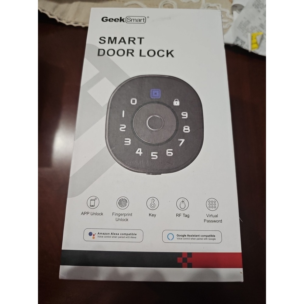 Geek F02-Fingerprint And App Control Smart Deadbolt Door Lock Black UNTESTED